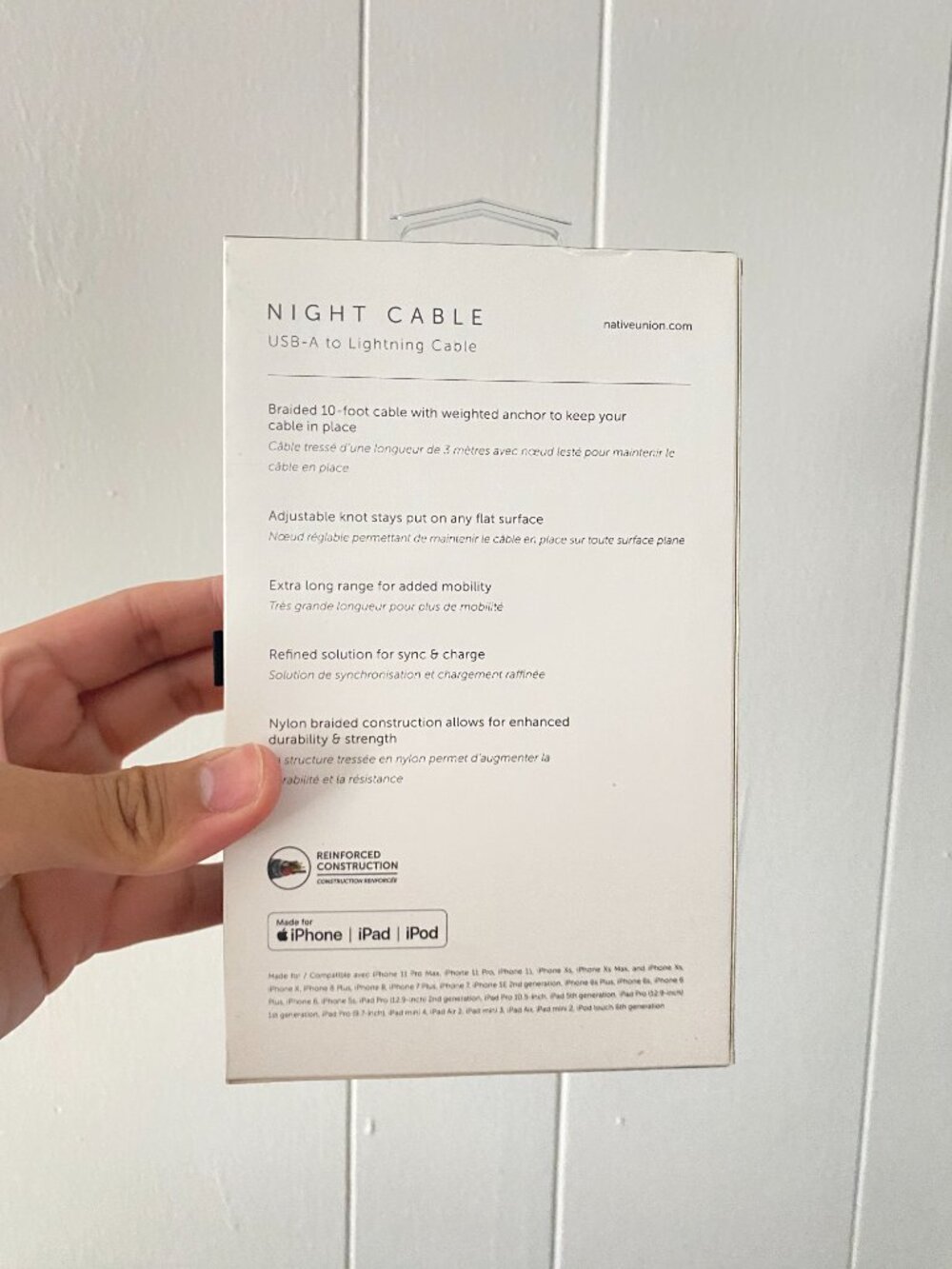 Native Union Night Cable USB-A Cable 10ft Sage for iPhone iPad Reinforced - Picture 2 of 5